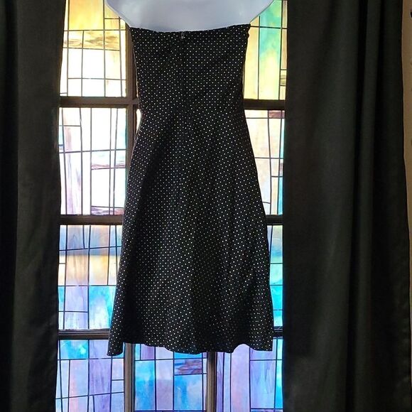 Black & Silver Polka Dot Strapless Pin Up Dress Juniors Size Medium - Picture 2 of 8